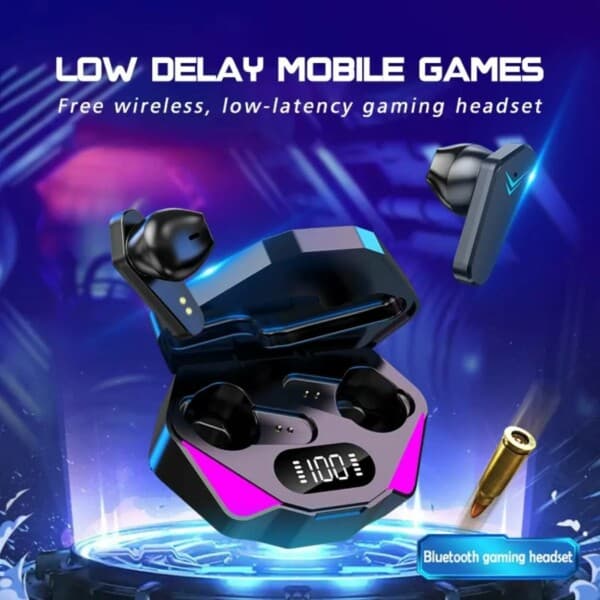 Trådløse RGB Gaming TWS Bluetooth Stereo In-Ear Hovedtelefoner USB-C Sort Sort