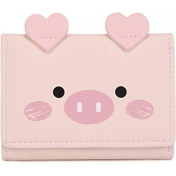 Kawaii-lompakko tytöille, söpö sika, naisten lompakko, kortti- ja setelirahan pidike, järjestäjä, sika, vaaleanpunainen A916-773 Pink