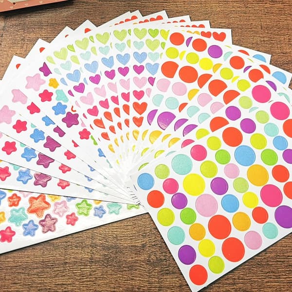 18 Ark Stickers, Børne Stickers Hjerteformede Stjerner