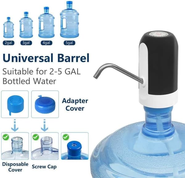 Vattenflaska Pump, 5 Gallons USB Laddningsbar Vattenflaska Pump