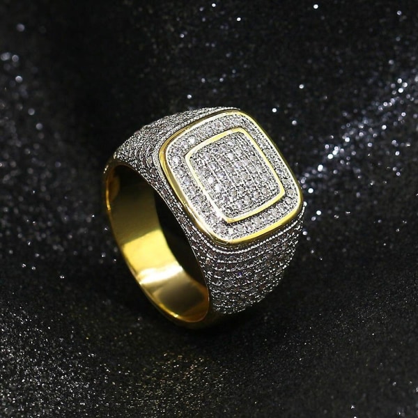 Hip Hop Guldringar För Män Kvinnor Iced Out Cubic Zirconia Ringar Punkstil Mode Smycken Present Med Storlek 7-11