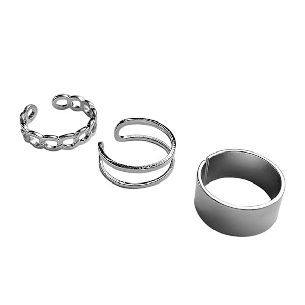 3-pack Öppna Ringar Retro Justerbar Legering Punk Hip Pop Fingerringssats För Kvinnor