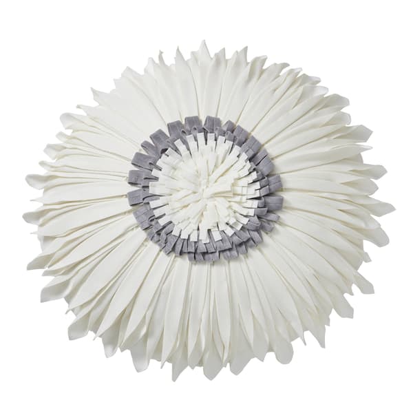Rund pute fylt med knust fløyel med diamantsøm, hvit, diameter 45 cm