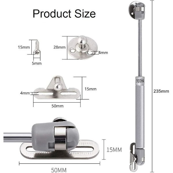 4 st Gasfjädrar 100N Hydrauliska gångjärn Gasfjädrar Gasfjäder Hydrauliska möbler Luftfjäder Kökshydraulik för lyftdörr Skåp Köksmöbler