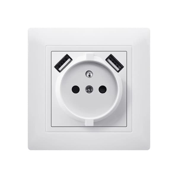 USB-C Mosaic overflatemontering med dekkplate + stativ - Innfelt plugg med uttrekkbar bakpanel - Hvit
