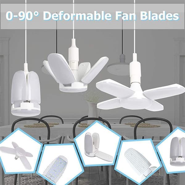 LED Garageloft, E27 6000K Naturlys 60W Sammenfoldelig Arbejdslampefod til Lade, Garage, Lager 85-265V Sasicare, til