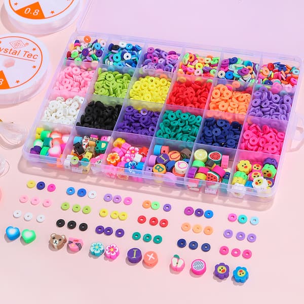 24 Gitre Blød Ler Bløde Keramiske Perler DIY Boks Håndlavet DIY Perlesæt