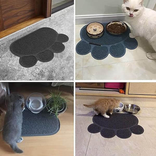 1 st grå 30*40cmc husdjursmatta söt tassavtryck kattströmatta, matning
