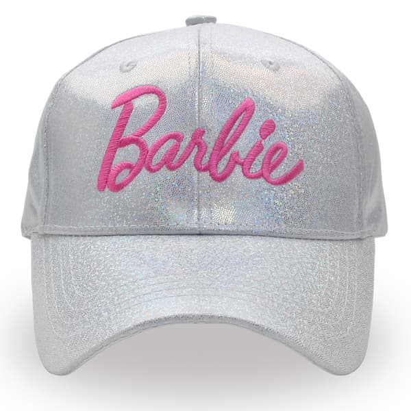 Flickors Barbie Laser Basebollkeps - Silver, Rosa Broderad