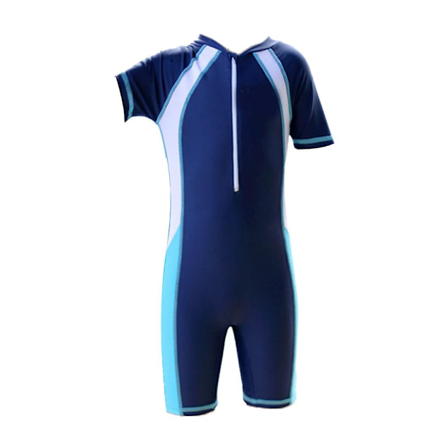 Flickor och pojkar en del baddräkt barn vatten sport kort baddräkt solskydd baddräkter barn konservativa en del baddräkt Dark Blue XL