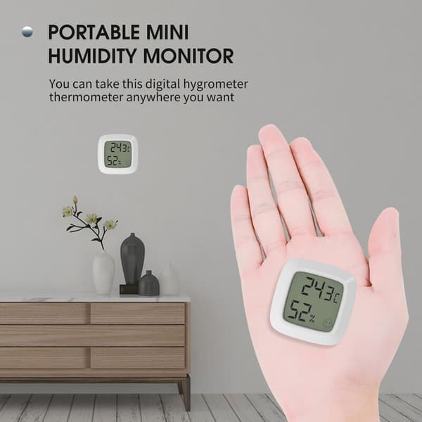 Mini termohygrometer, inomhus, baby, sovrum, med magnet, display (vit Fahrenheit)