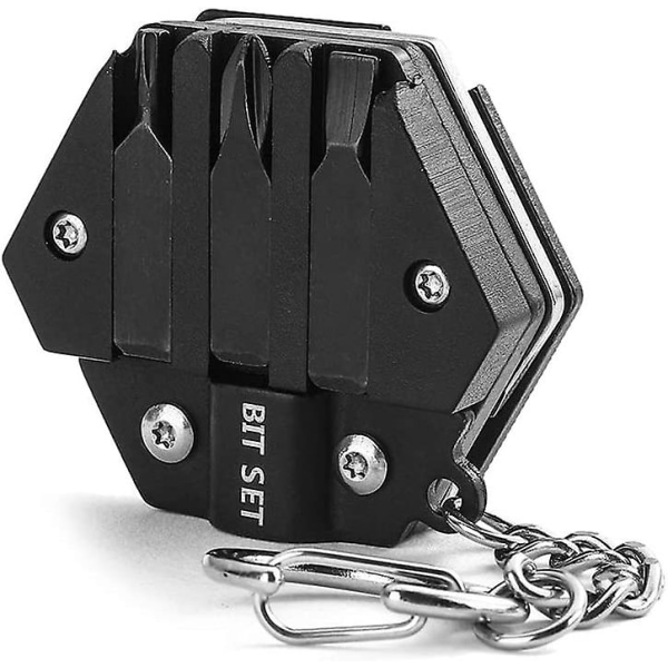 Nyckelring i rostfritt stål Hexagon Form Bärbar Multi Tool Fickstorlek Pocket Tool