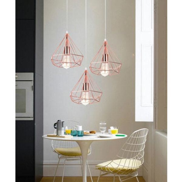 Pendellampe Industrielt Retro Loftlampe 3 Lys Diamantformet Metal Chandelier Pendellampe til Stue