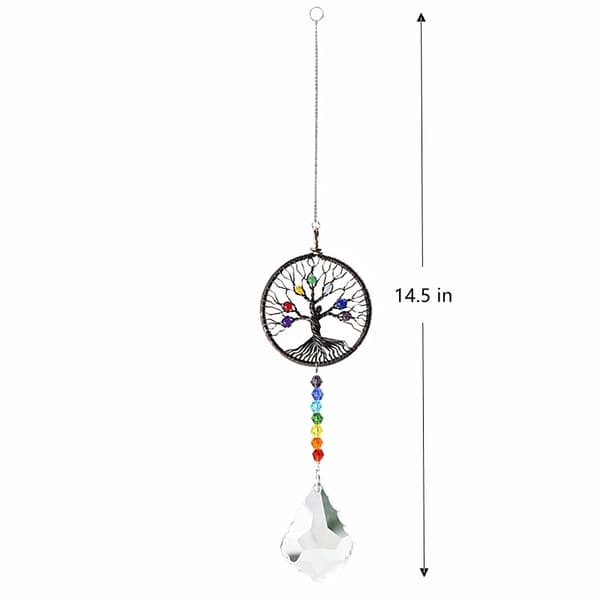 Kristall Regnbåge Suncatcher Chakra Livets Träd Hänge Glas