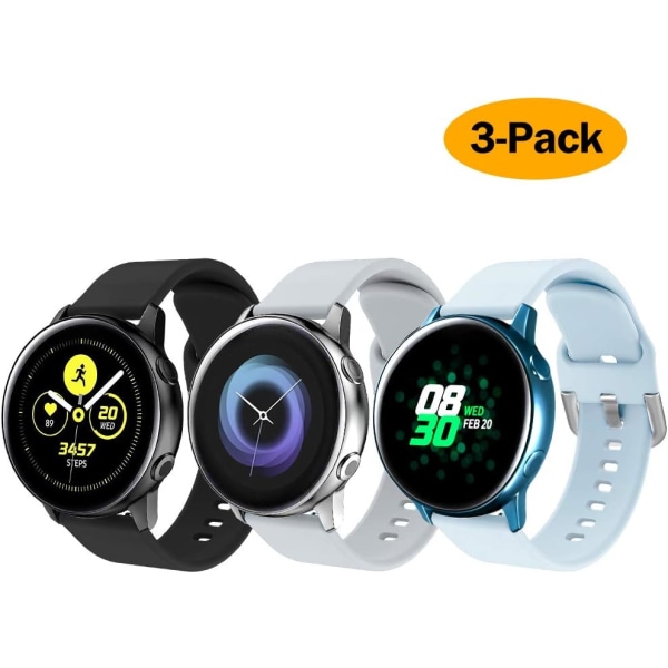 Silikonarmband Kompatibel med Samsung Galaxy Watch 3 41mm Rem/Active Rem 40mm/Active Rem 2/Galaxy Watch 42mm Rem, Kvinnor Män Mjuk Silikon Spo