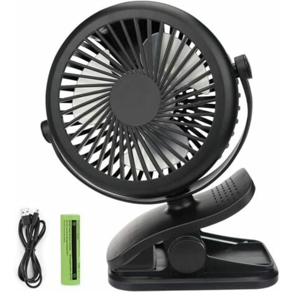 Quiet Mini USB Fan with Rechargeable Battery, 3 Speeds, 360 Adjustable Speeds for Bedroom, Office, Stroller, Camping