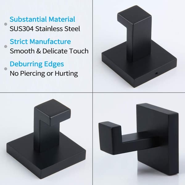 Mat sort håndklædekrog, SUS304 rustfrit stål hjørne enkeltkrog, håndklædeholder, moderne industriel stil badeværelsesvægkrog,