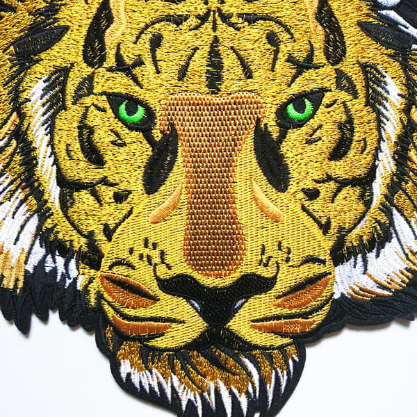 2 stk. Tigerhoved stofmærker, 25,5 cm Tiger strygemærker