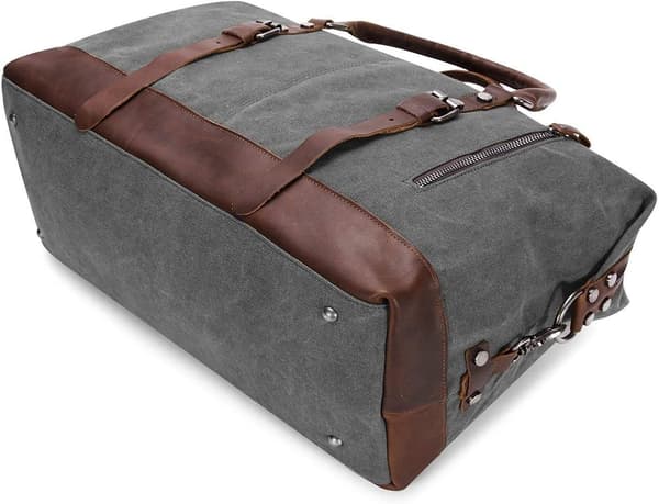 Stor kapasitet canvas- og skinnveske, ideell for