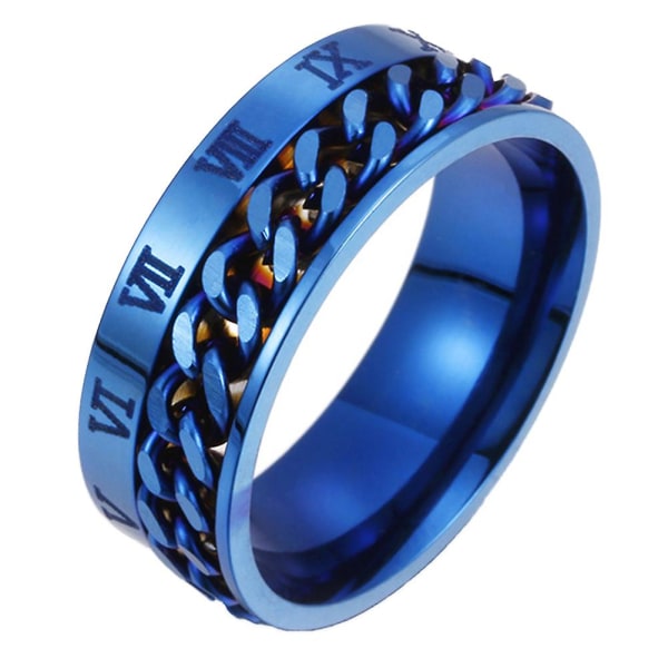 Unisex Mode Titanium Stål Romertal Twist Kæde Ring Fest Smykker Gave Blue US 7