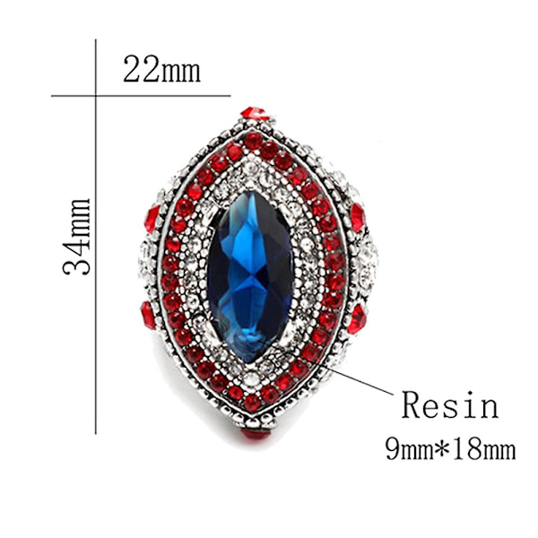 Luksusllinen Marquise-leikattu värikäs timantti-inlay-sormus naisille, juhlakoru Blue and Red US 9