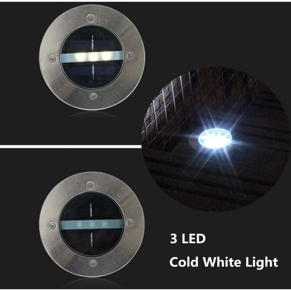 3-LED vanntette IP65 solcelleplen- og hagelys, kjølig hvit, pakke med 4
