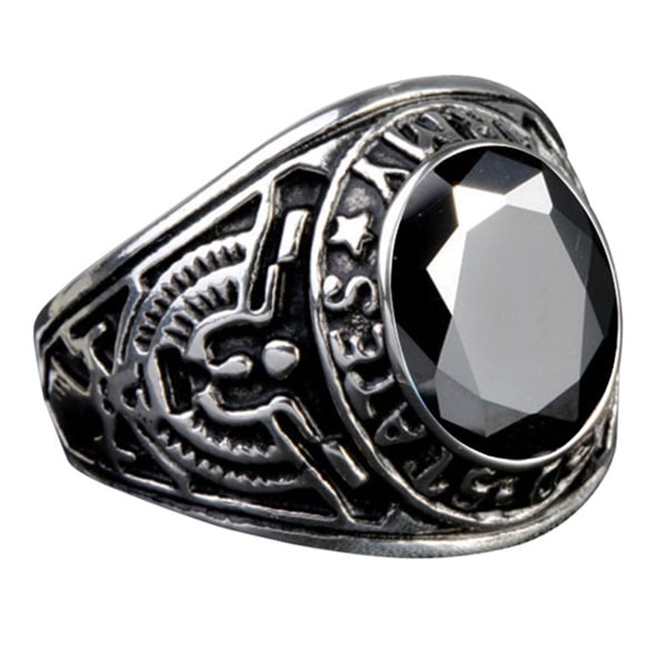 Punk Ring med Oval Form og Rhinestones - Klassisk Punk Ring til Fest Black 12