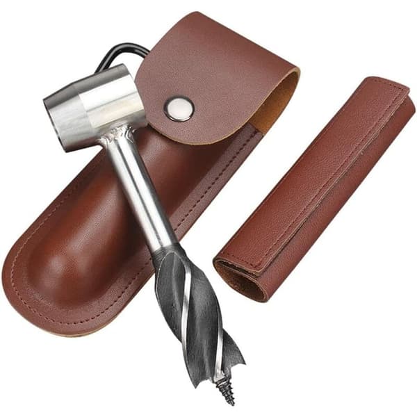 Træbor til Bushcraft Backpacking og Camping, Udendørs Træpæl og Maker - Brun