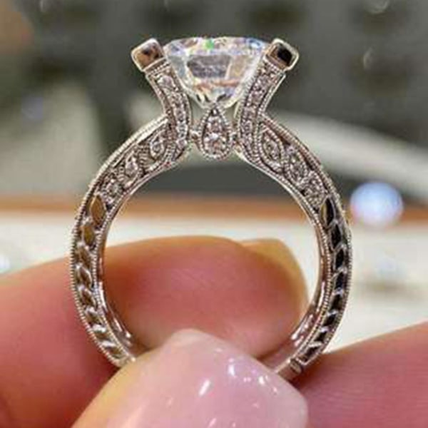 Kvinnor Cubic Zirconia Rhinestone Inläggningar Bröllop Finger Ring Engagemang smycken US 10