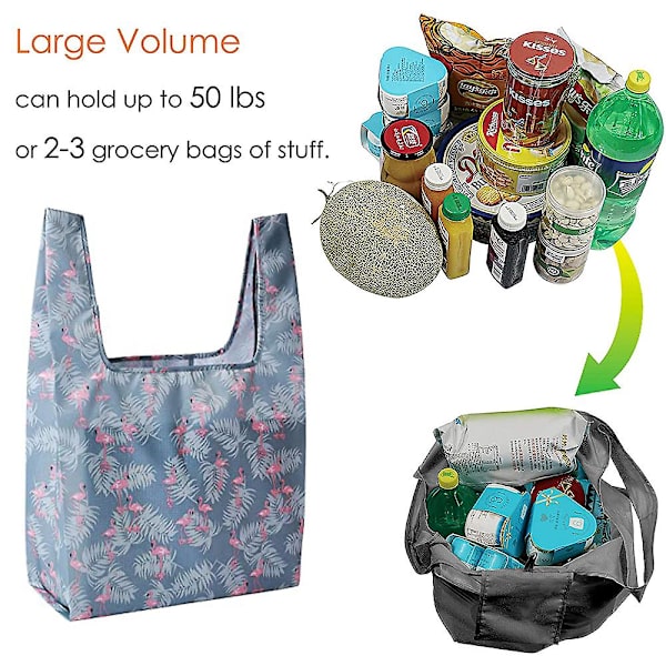 2-pack Återanvändbara Shoppingkassar Vikbara Stora Matkassar Med Fästficka Återanvändbara Tote-kassar Maskintvättbara För Köksshopping style 3