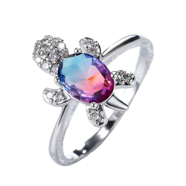 Parring med sköldpaddsform, strass, utsökt och glänsande ring för förlovning Blue US 6