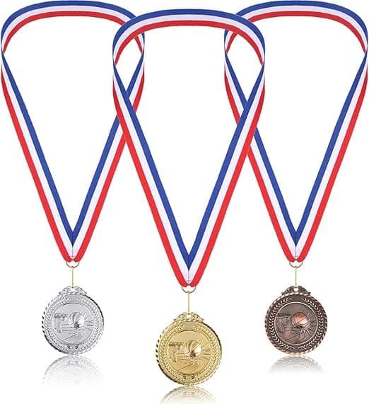 25 Røde, Hvide og Blå Medaljer, Båndpræmier, Halsbånd