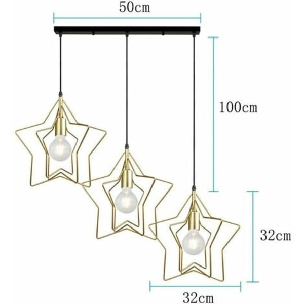 Lysekrone Lamper Moderne Vedhængslampe Armatur Stjerne Loftslampe E27 Metal Loftslampe Armatur med Loftsstang, 32cm,