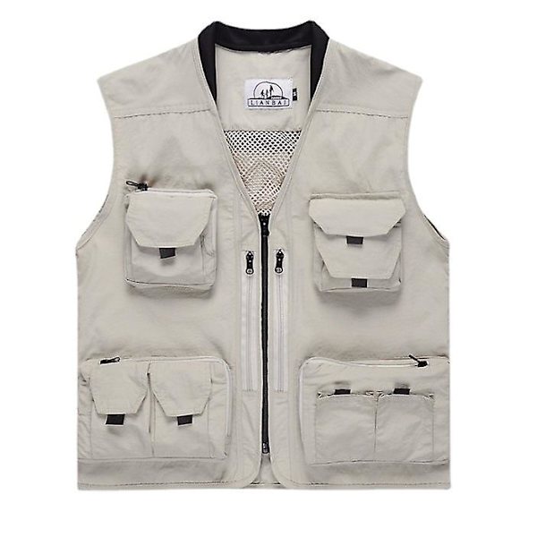 Mænds Sommer Udendørs Arbejde Fiske Rejse Vest Med Lommer Sommer Tynd Mesh Vest Rice M