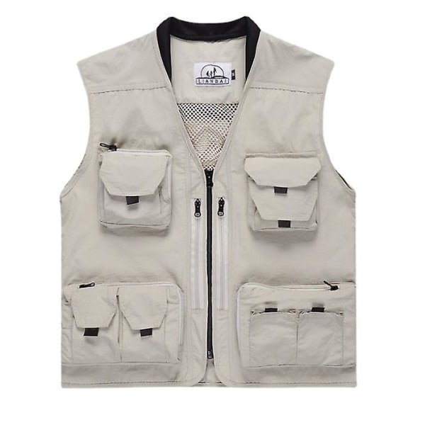 Sommervest for menn - Utendørs, arbeid, fiske, reise - Med lommer - Tynn mesh-vest Rice M