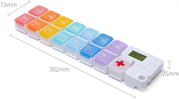 1 st (Regnbåge) Portabel Pillerask med Smart Påminnelsealarm, 14