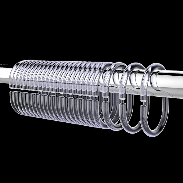 Piao 30-pack Duschdraperiringar Gardin C-ringar Hängare Badrumsdraperi Loop Clip Slide (transparent) Colorless