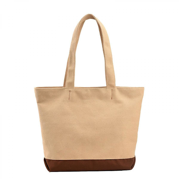Stor Kapacitet Alsidig Skuldertaske Indkøbstaske Tote Bag (Khaki)