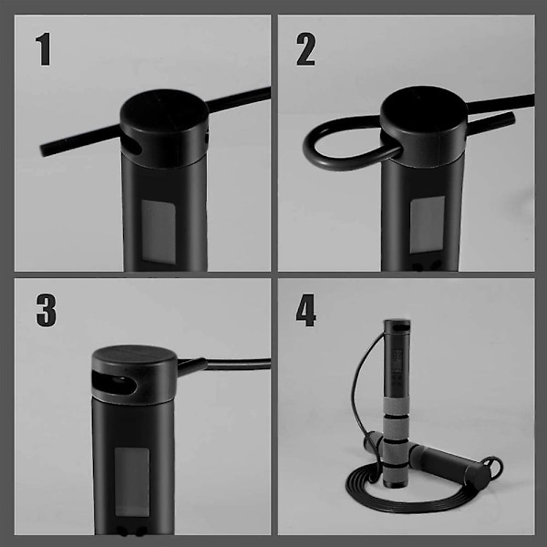 Hopprep, Justerbar Digital Räknare Hopprep För Fitness, Träning, Träning, Boxning, Gym Two-Tone Grey And Black