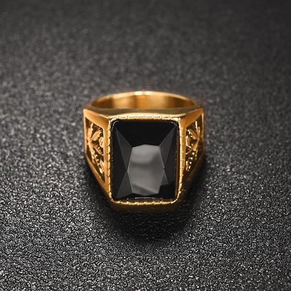 Vintage Män Faux Gemstone Tungsten Maple Craved Finger Band Ring Smycken Gift Silver Black US 9