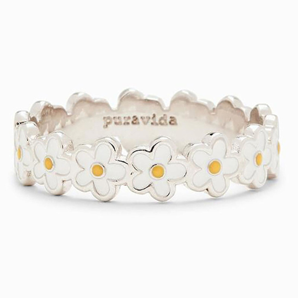 Kvinnors ring Anti Tarnish Marguerite Blomform Fingersring Modeaccessoar för gåva US 9