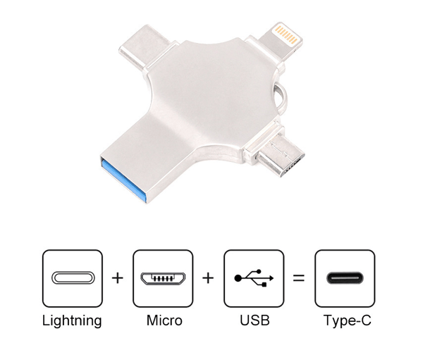 U Disk Metall 4-i-1 Sølv (16G-2.0)