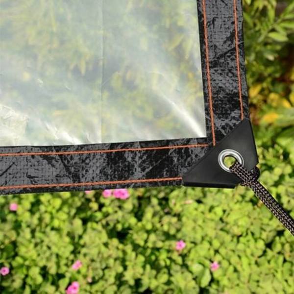 Transparent presenning med öljetter Utomhus plast växthus terrass vattentät skyddspresenningar för utomhusmöbler