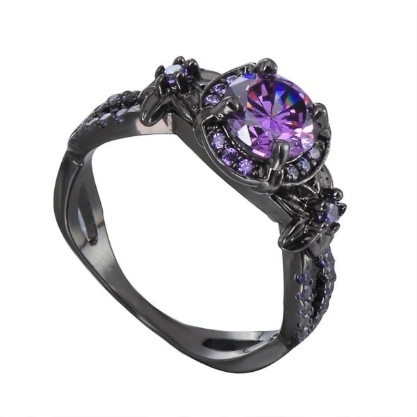 Elegant Kvinne Faux Amethyst Inlagt Finger Ring Bryllup Forlovelse Smykker Gave US 6