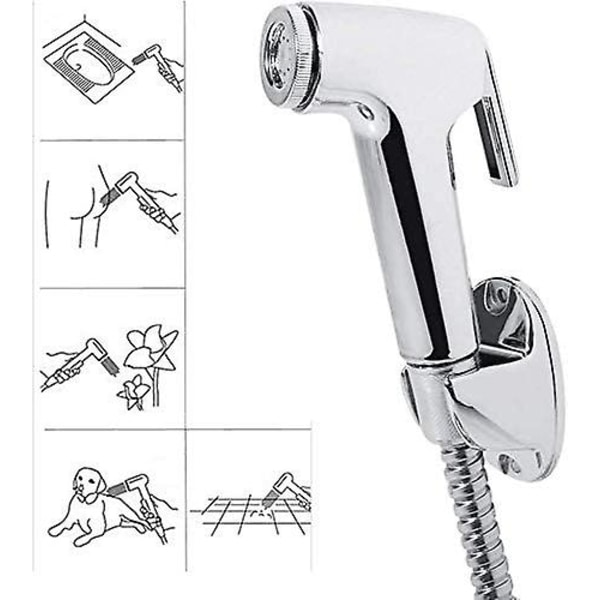 Bidet Handdusch, Bidetmunstycke i Rostfritt Stål, Handhållen Bidet Dusch Toalettmunstycke Med Väggmontering VVS Toalett Bidet Spray Gun