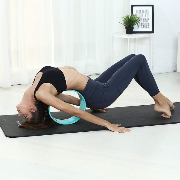 Yogahjul - starkaste och mest bekväma yogastativhjul för yogaställningar, perfekt rulle för att stretcha, öka flexibiliteten och förbättra ryggraden Blue Black