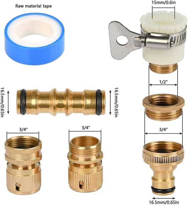 L 4 stk. Gevindadaptere, Messing Forbindelses-Y-Ventil Slangeende Rørfittings Til Rør Universel Adapter Tilbehør Adapterforbindelser