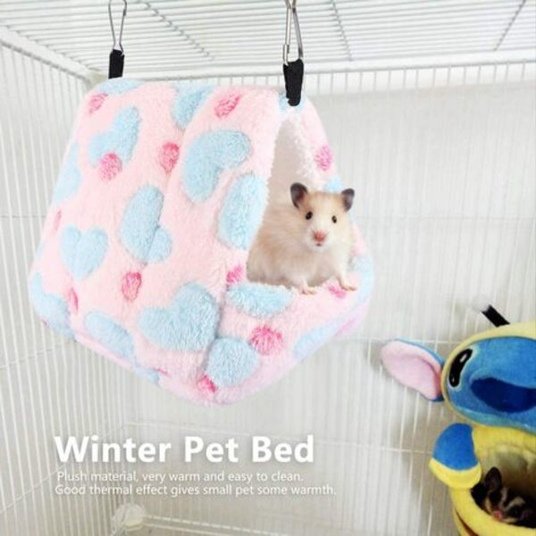 Rått Hamsterhus Varm Vinterbädd Smådjur Ekorre Igelkott Chinchilla Kanin Marsvin Bur Bo Näste (#2-Rosa)