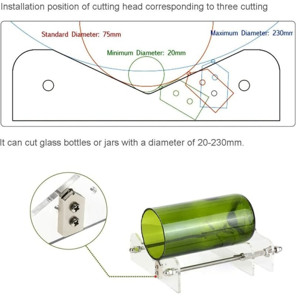 Professionell Glasflaskklippare, Vin, Öl, Glasflaskklippare för Olika Storlekar och Former, Akryl och Metall