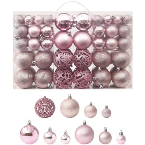 Set med 100 rosa julgranskulor - Rosa